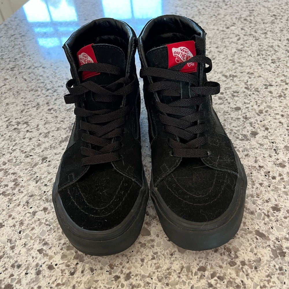 Vans Black and Red High-Top Sneakers